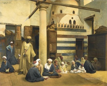 Arab Painting - In the madrasa Ludwig Deutsch Orientalism Araber
